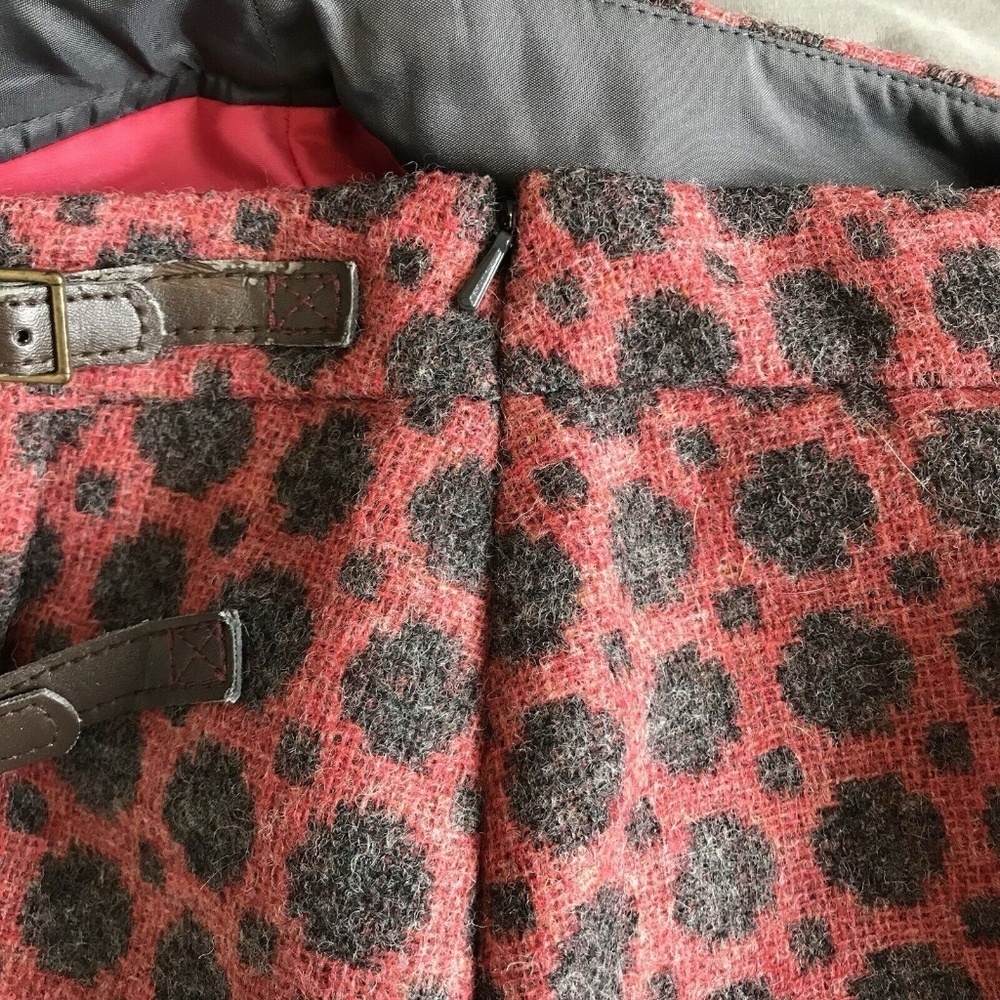 Boden Tweed Kilt British Tweed by Moon Skirt US Size 8 Red Polkadot - Picture 13 of 16